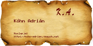 Kóhn Adrián névjegykártya